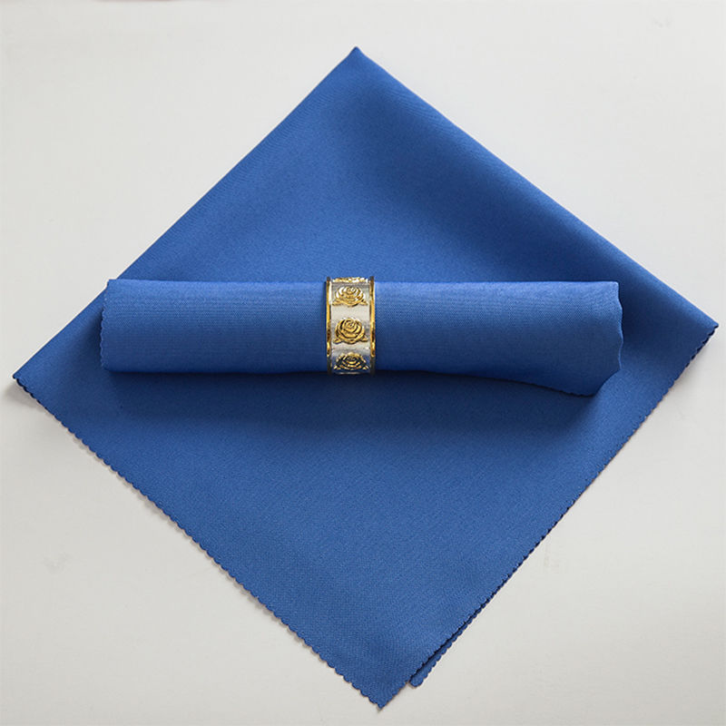 50X50Cm Servetten Doek Vierkante Satijnen Stof Servet Zakdoek Voor Bruiloft Verjaardag Thuis Party Hotel Goud geel: dark blue