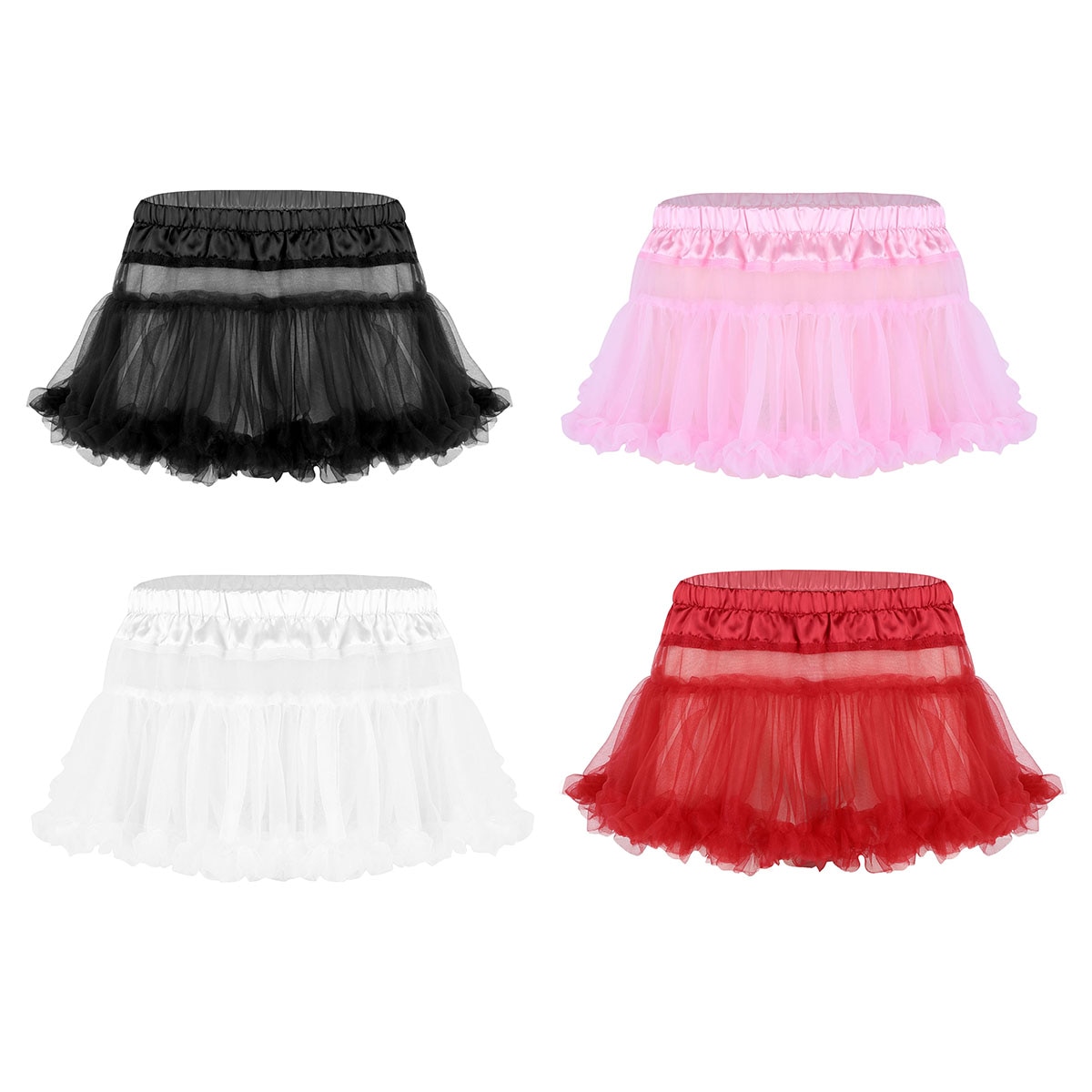 Sissy – jupe courte en Tulle doux à volants pour homme, Lingerie unisexe, vêtements de maison, Mini jupe Tutu, tenue Gay, jeu de rôle