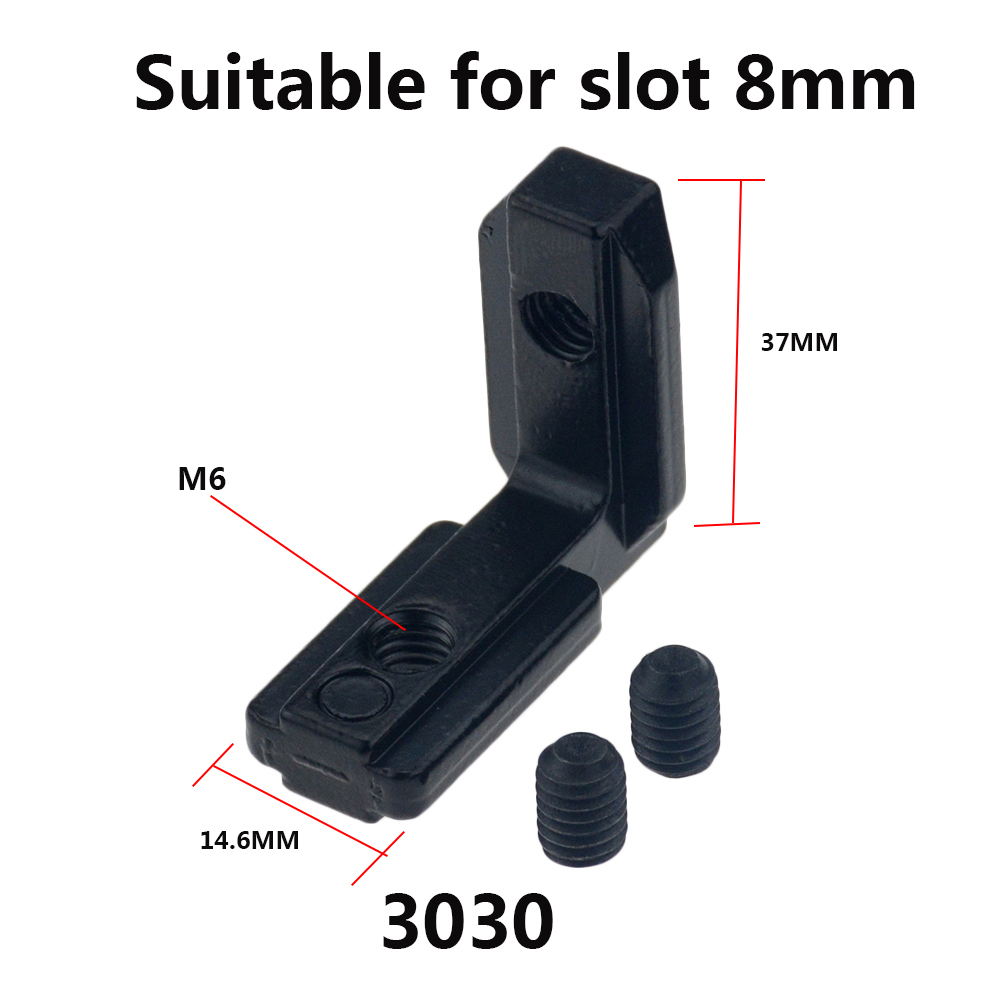 10pcs/lot Black L Shape Interior Corner Connector Joint Bracket with screws for 3030 4040 EU Aluminum Profile