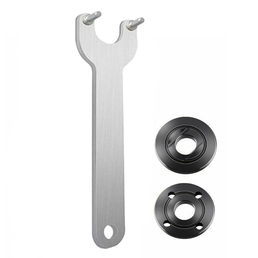 Angle Grinder Flange Wrench Set Metal Lock Nut Thread Angle Grinder Inner&Outer Flange Nut Set Tool + Wrench Power Tools