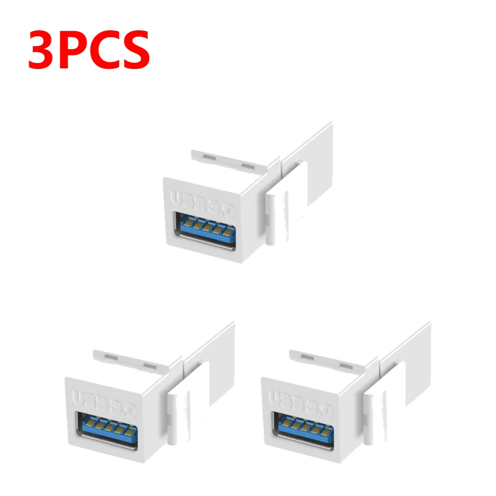 1-4 pcs usb 3,0 keystone jack inserts, female to female, for wall plate outlet panel with usb port snap-in plug socket: Black