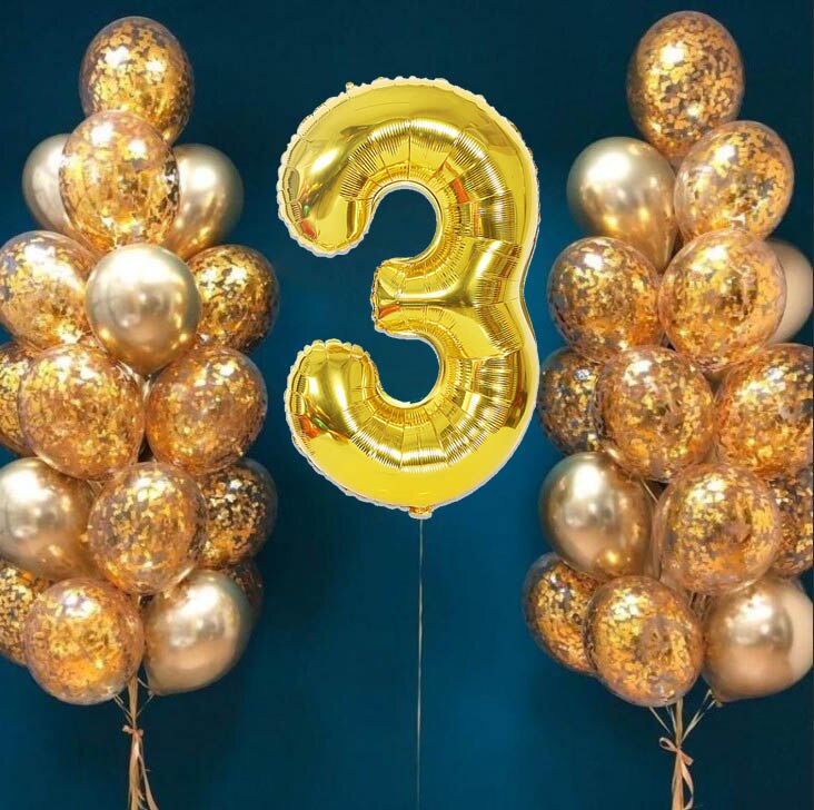 32 stk / parti 32 tommer guld numerballon 12 tommer guld konfetti blandet metallisk latexballon til fødselsdagsfest festdekorationer: 3