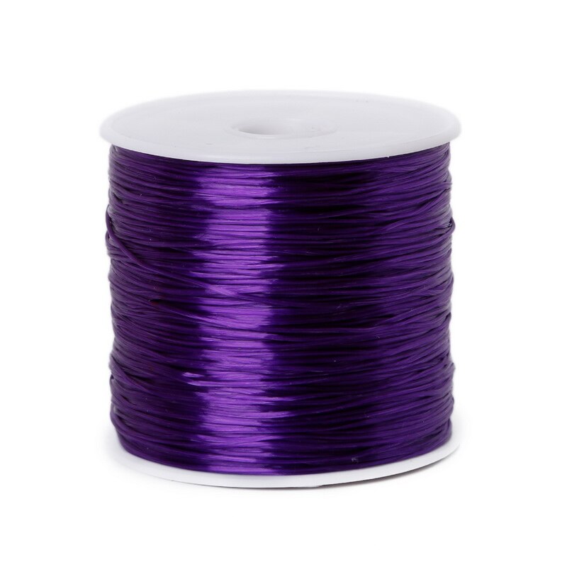 1 rollo/60 M 0,7mm hilo elástico línea de cristal redonda cable elástico de goma de Nylon para hacer joyas pulsera de cuentas 14 colores: Dark Purple