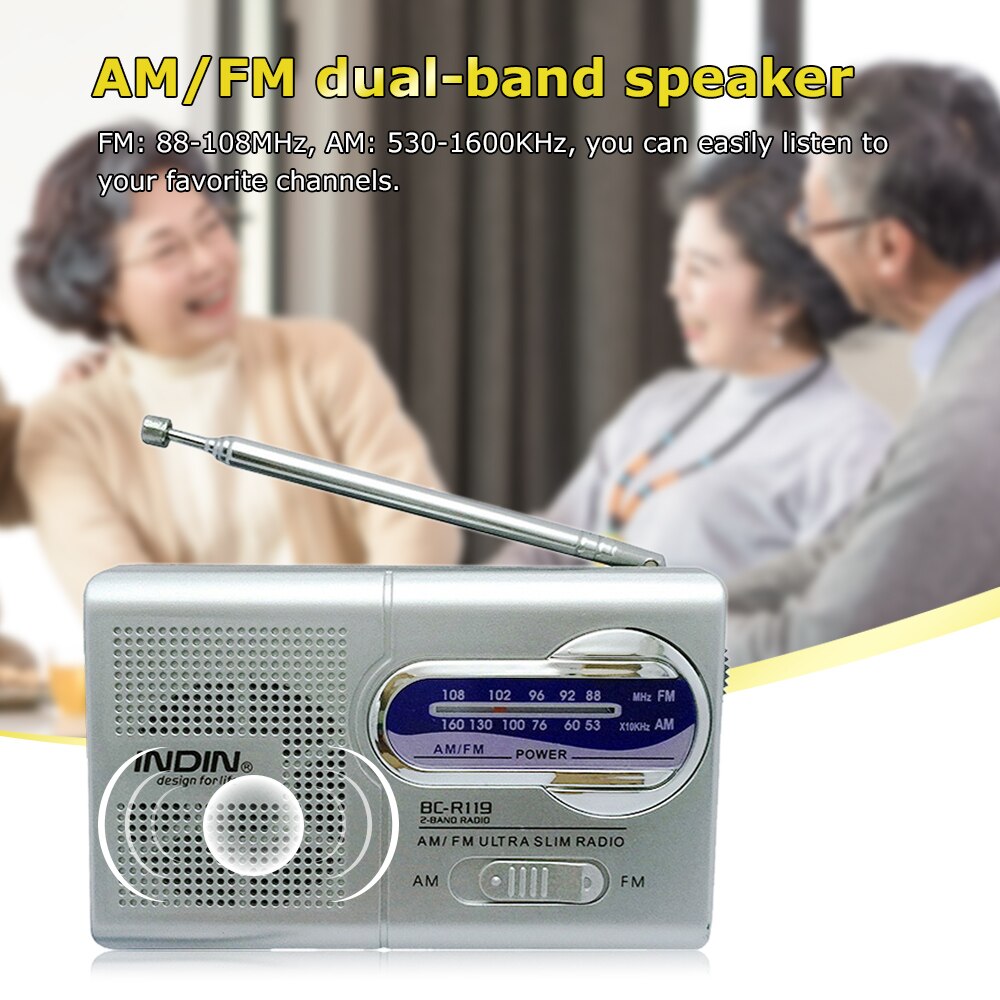 Radio AM/FM Dual Band Mini Radio Receiver Portable radio Built-in Speaker with a Standard 3.5MM Headphones Jack