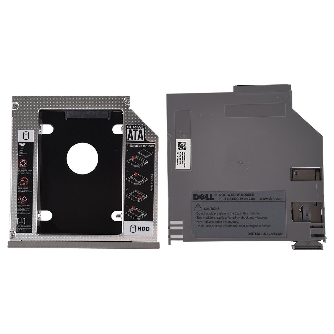 Sata 2nd hårddisk hdd bay caddie adapter för dell latitude  d600 d610 d620 d630 silver