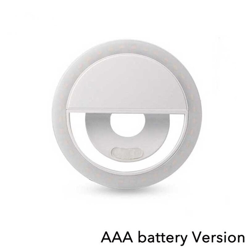 Selfie Ring Light Clip For iPhone Android Smartphone Portable 36 LED Rechargable Dry battery Lens Beauty Lamp Flashlight: white AAA battery