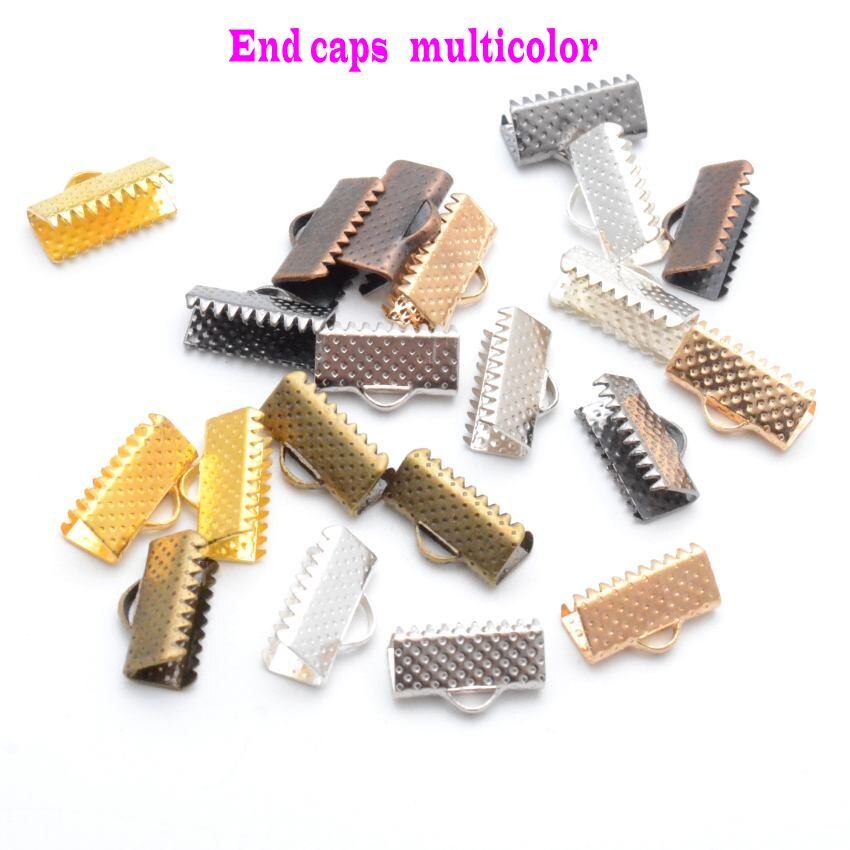 Jewelry Findings Diy 6/10/13mm Crimp beads cove clasps Cord End Caps String Ribbon leather Clip Foldover DIY