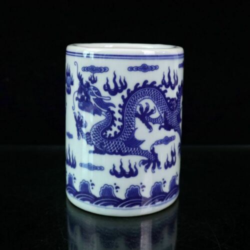 Chinese Oude Porselein Blauw En Wit Porselein Ssangyong Patroon Pen Houder