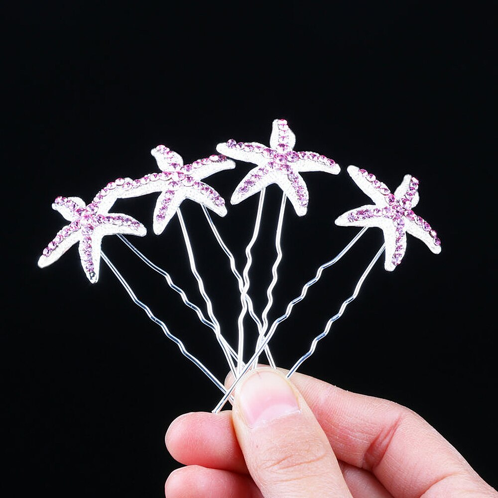 5pcs Flower Hairpins Hairstyles Wedding Bridal Hair Pins Hair Jewelry Accessories Hairwear Girls Hair Clips For Women: 5pcs B	pink