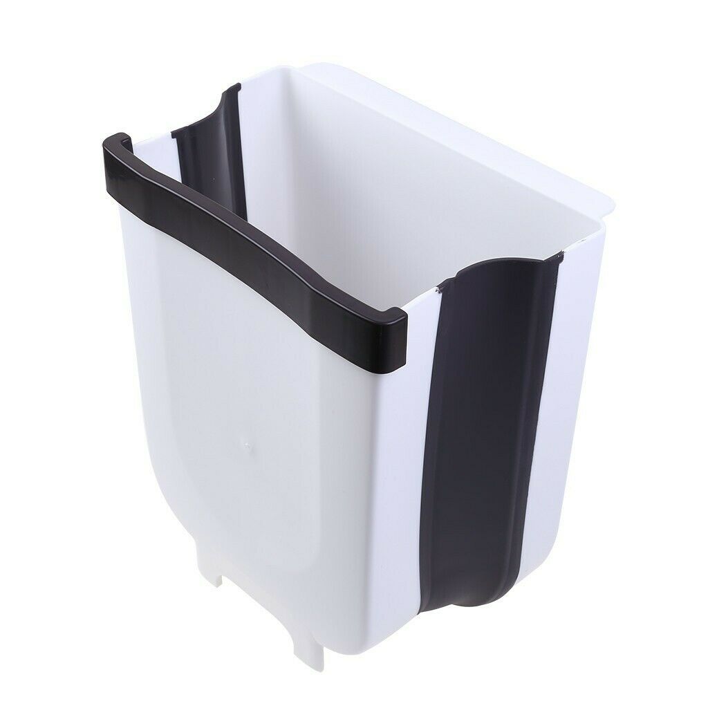 Wall Mounted Folding Waste Bin Kitchen Cabinet Door Hanging Trash Can Waste Bins: White / S