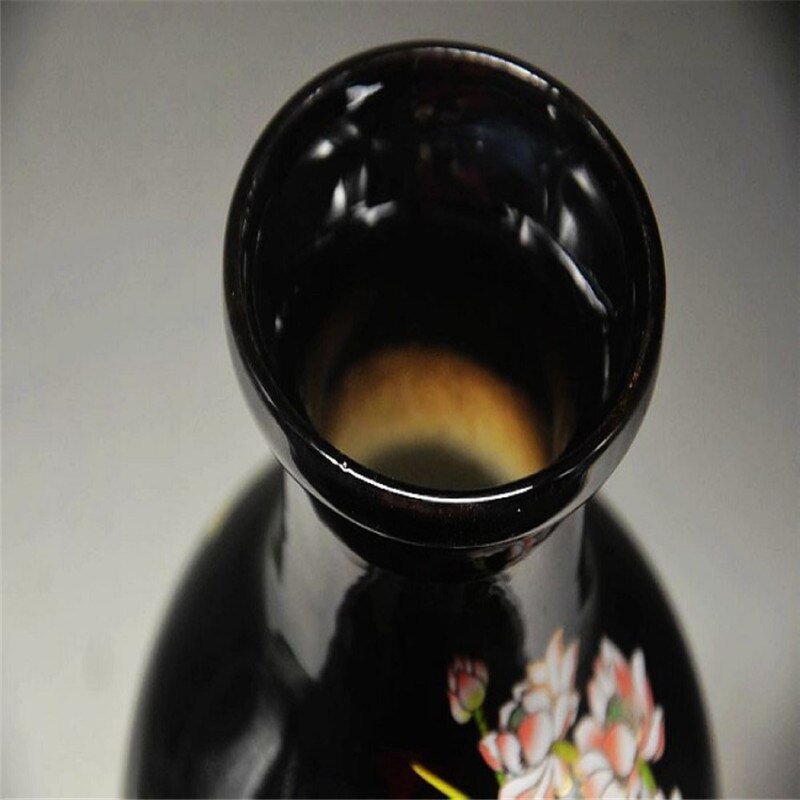 Chinese Black And Porcelain Old Hand Painted Lotus Vase