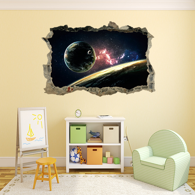 3D Universe Galaxy Wall Stickers For Ceiling Roof window sticker Mural Decoration Personality Waterproof Floor Sticker