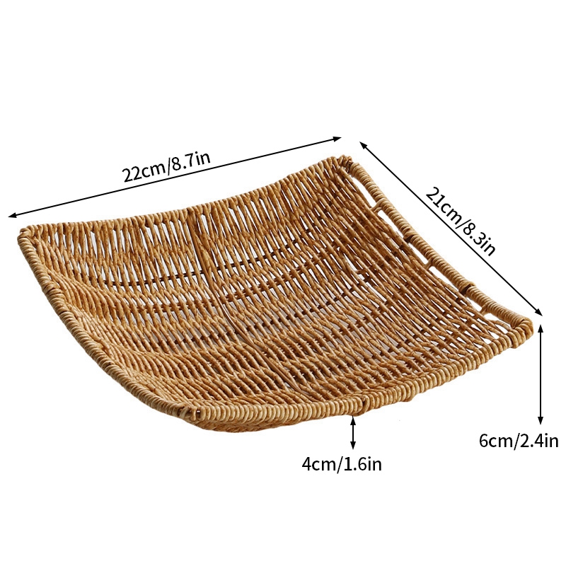 Rattan frugtbrød snacks opbevaringsbakke kaffebar opbevaringskurv nordisk desktop kosmetik diverse organizer køkken opbevaringskasser: Grøn