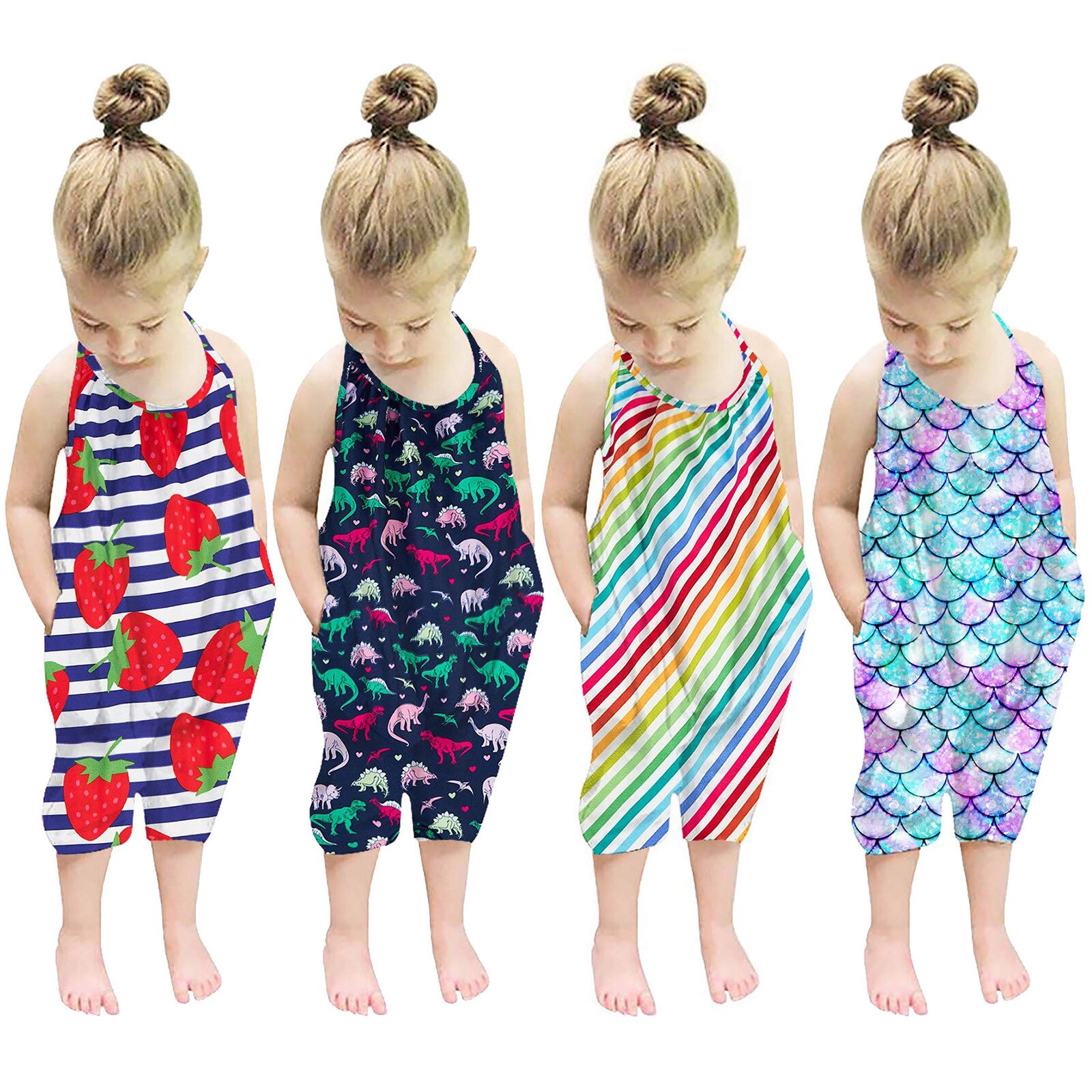 Peuter Baby Mouwloze Zomer Romper Jumpsuit Speelpakje Kids Kleding Jongens Meisjes Leuke Gedrukt Pyjama Klimmen Kleding Штаны Kind