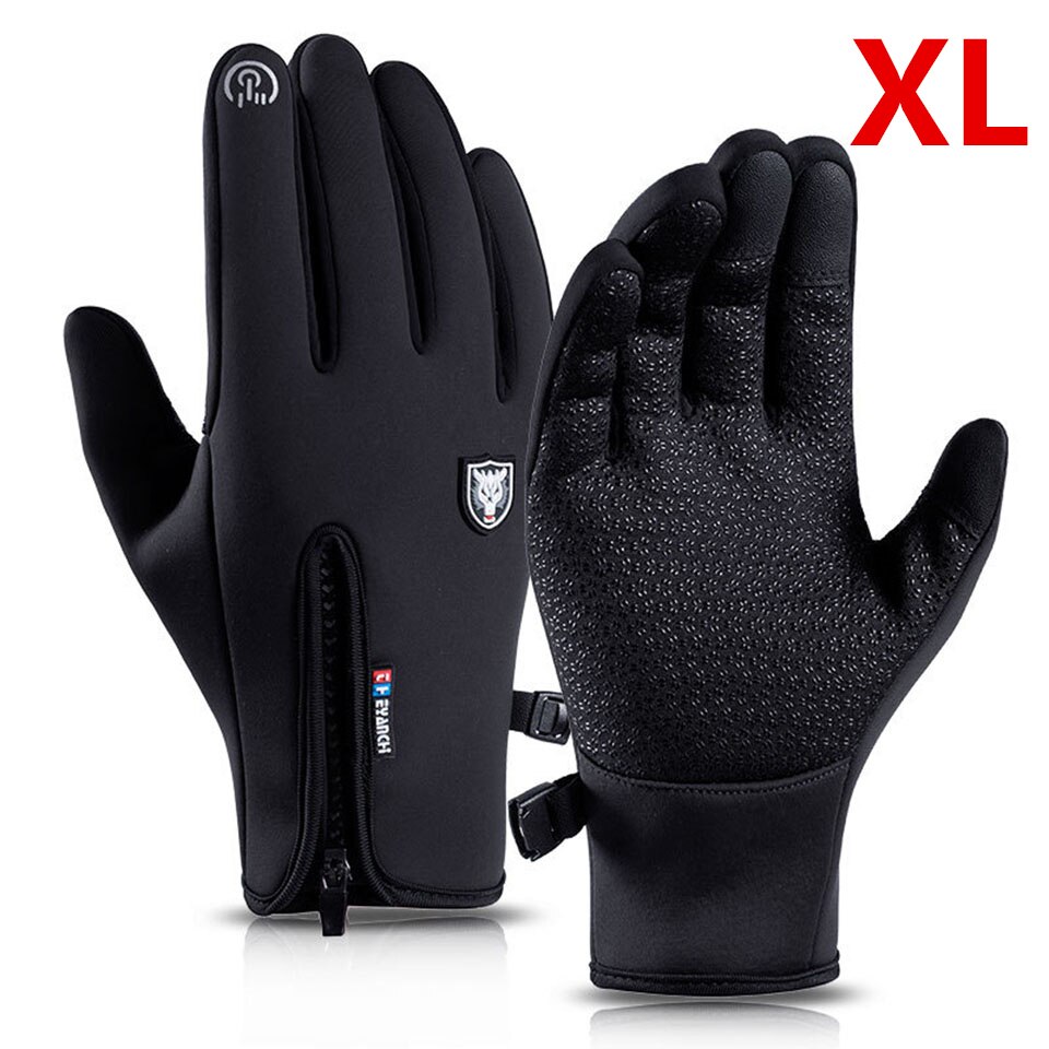 Xiaomi-guantes de invierno térmicos y cálidos para hombre y mujer, resistentes al viento, para deportes al aire libre, ciclismo, guante de pantalla táctil de dedo completo: Black XL