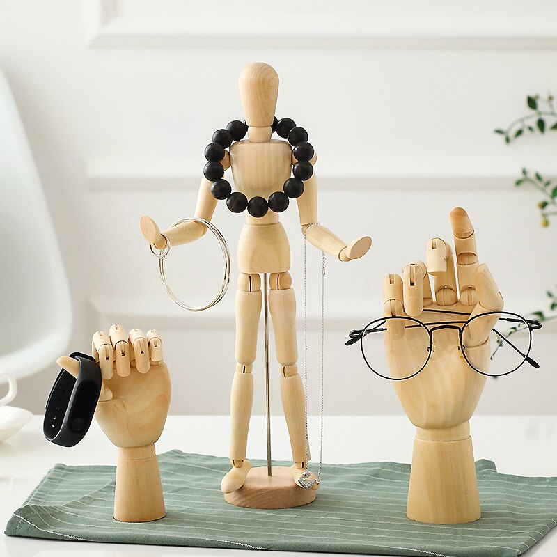 Wooden Art Model Ornaments Moveable Joints Wooden Man Figure Toys Home Living Room Office Desktop Decorations