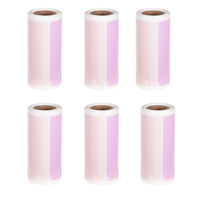 3 Rolls Direct Thermal Labels Self-Adhesive Thermal Paper Roll 2x1.2 Inch 100 Sheets For Peripage Paper Pocket Thermal Printer: 6 Rolls Pink