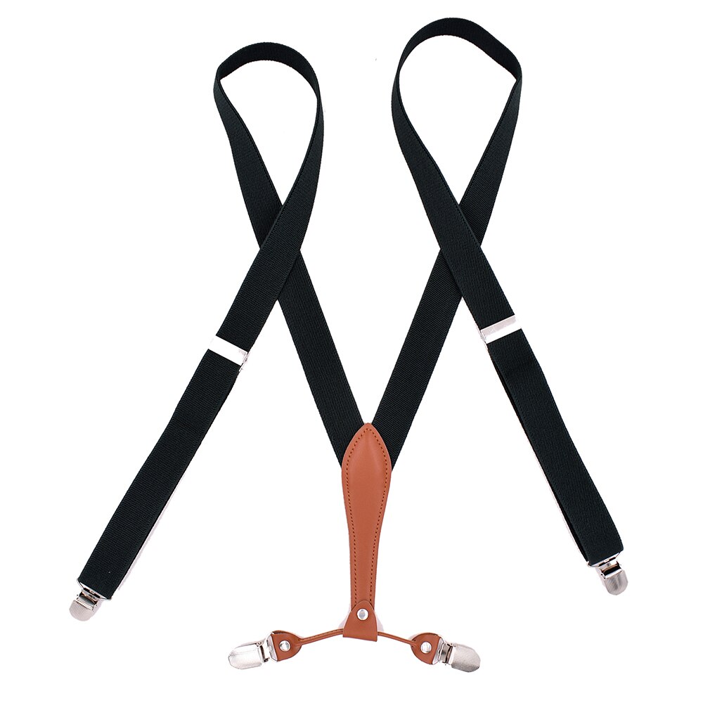 2.5cm Wide X-Shape Trouser Pants Suspenders Braces 4 Clips for Adult Women Men Boy Girl Wedding Party Event-Black Blue Red
