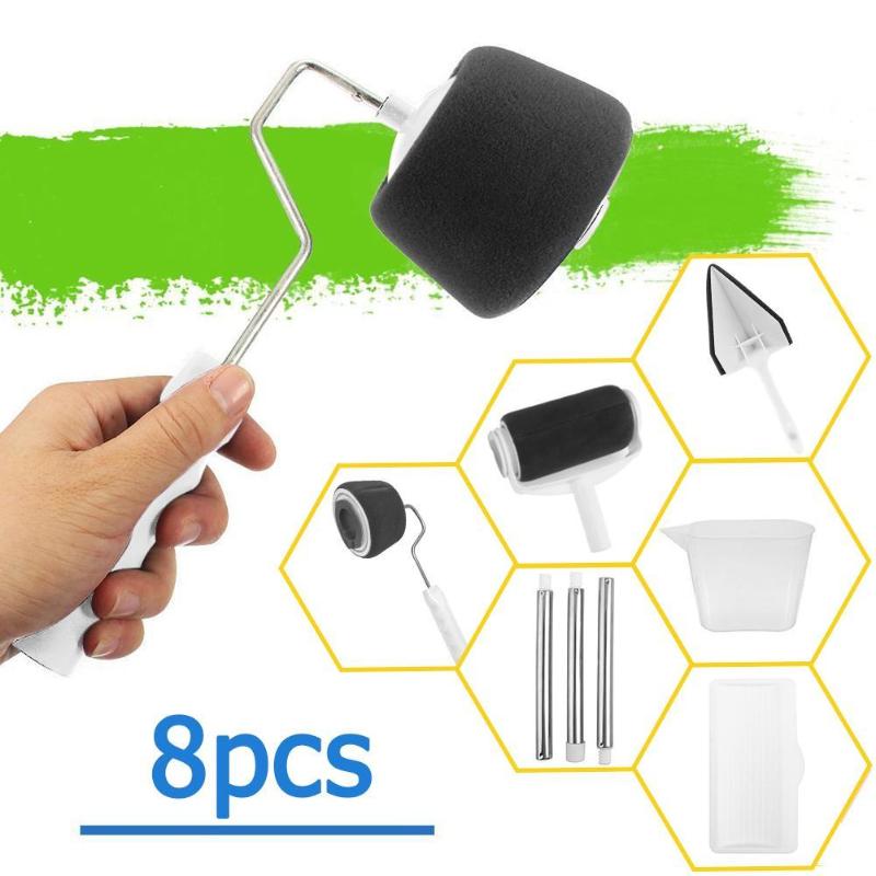 8pcs/Set Multifunctional Paint Runner Pro Roller Brush Tools Set Paint Roller Set Room Wall Painting Brushes Set Home DIY Tool