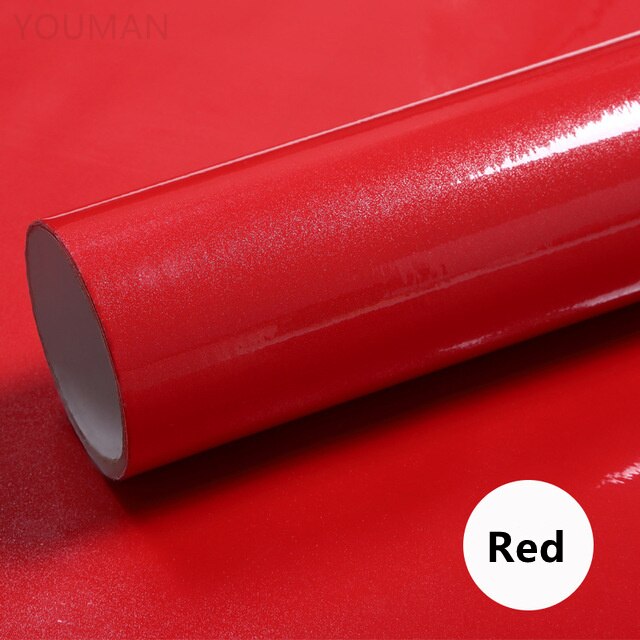 DIY Contact Paper Waterproof Self Adhesive Wallpaper Wardrobe Kitchen Cabinet Furniture Renovation Wall Stickers 60cm Width Film: red