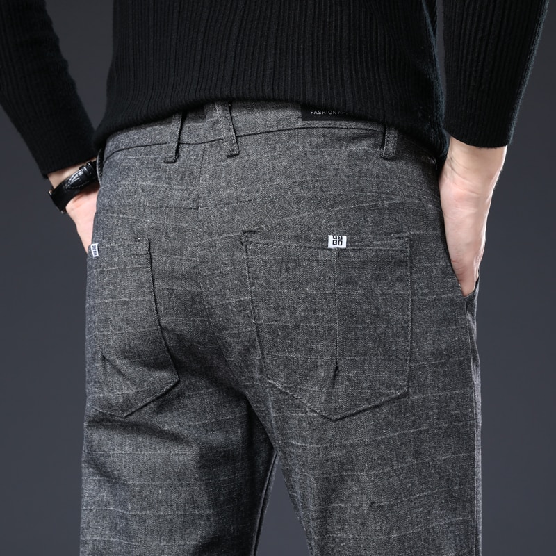 Lente herfst heren casual broeken merk zakelijke broeken herenkleding katoenen formele broeken heren