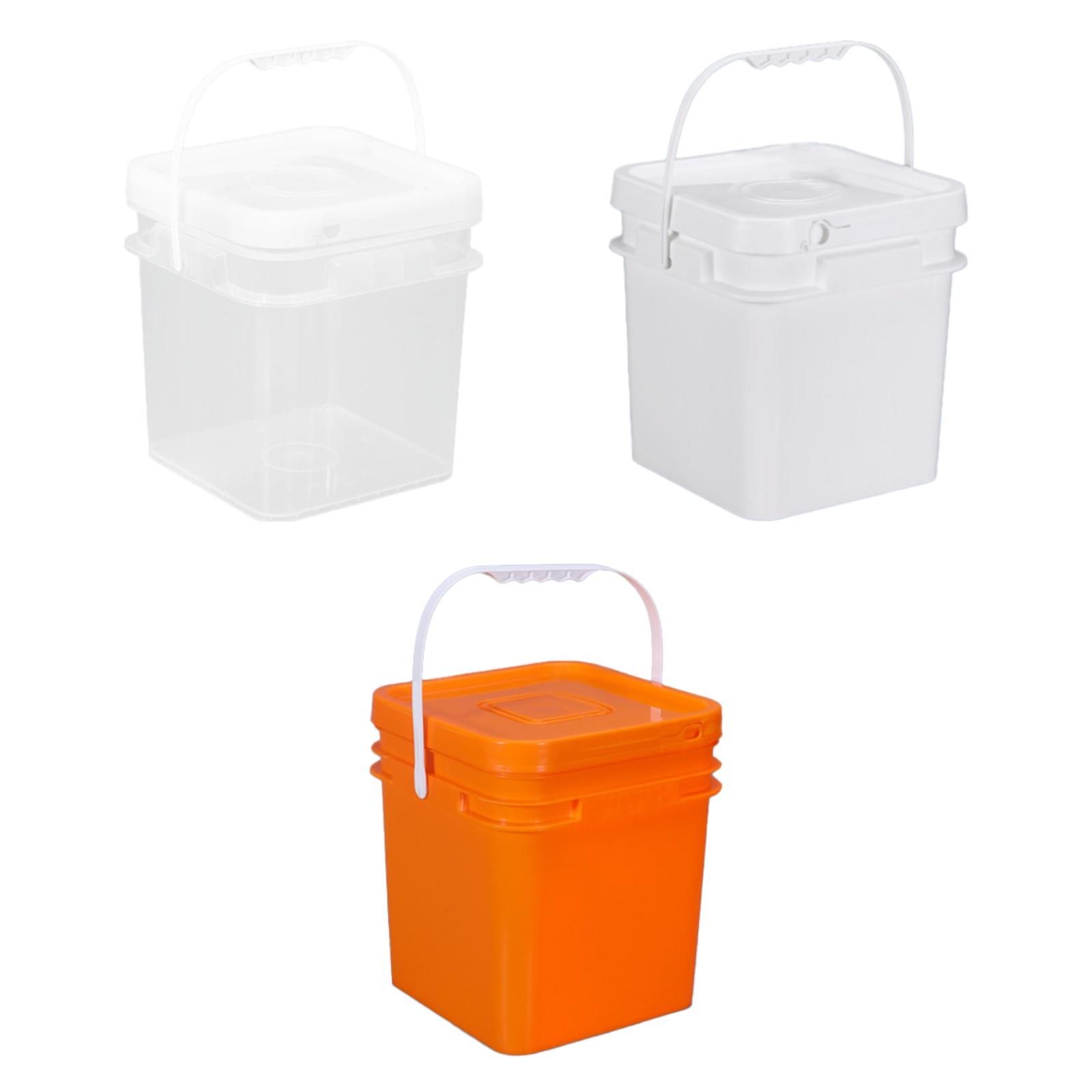 10L Square Bucket Food Storage Container with Handle and Lid for All Purpose Pail for Camping Car Washing Art Crafts Projects
