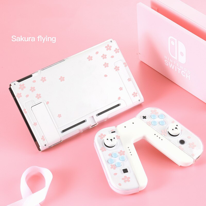 Coque de Protection colorée en TPU pour Nintendo Switch, motif de dessin animé, Joycon, pour contrôleur: Cherry Blossoms