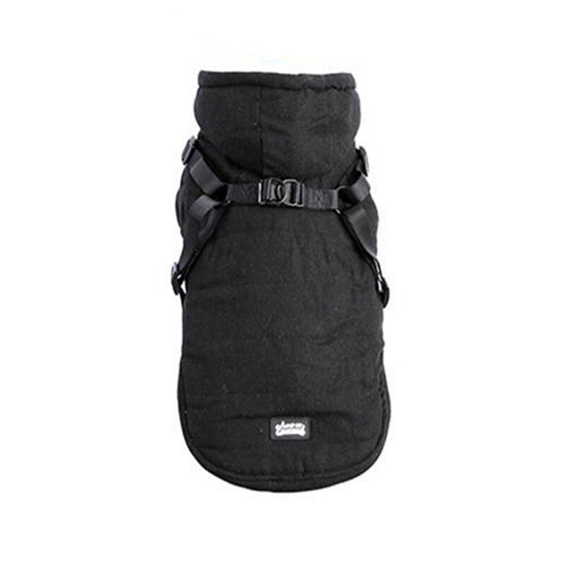 Pet Dog Jacket Vest Harness Winter Dog Clothes Soft Breathable Adjustable Buckle Velvet Padded Dog Chest Back Vests Cotton Coats: Black / S