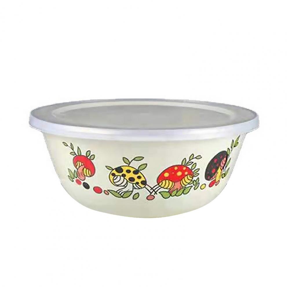 Clear Pattern Enamel Bowl Chinese Style Nostalgic Salad Bowls Exquisite Easy to Clean Kitchen Dinnerware Home Decor: 20 cm Mushroom