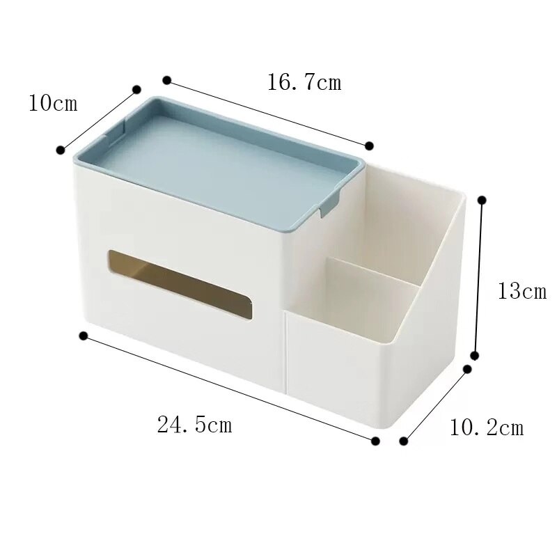 Huis Keuken Tissue Doos Houten Plastic Servet Houders Multifunctionele Tissue Buis Cosmetische Afstandsbediening Opbergdoos: Blue Cover