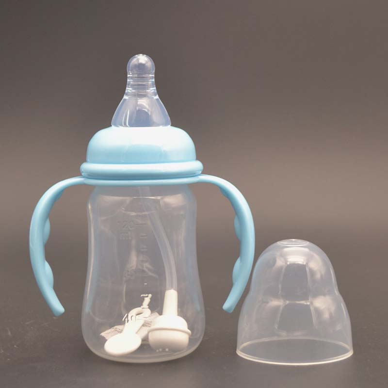 120ml nappflaska pp flaska med handtag standard kaliber amningsflaska bröstmjölksflaska nippel