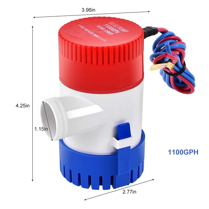 1100GPH Bilge Pump 12V Electric Submersible Boat Yacht Pump Float Switch Bilge Switches Motor Homes Houseboat Boats