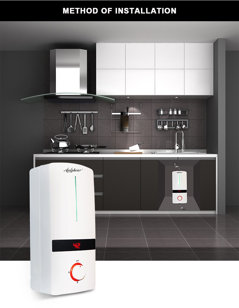 Temperature Display Kitchen Water Heater Tankless Instantaneous Instant Water Heater