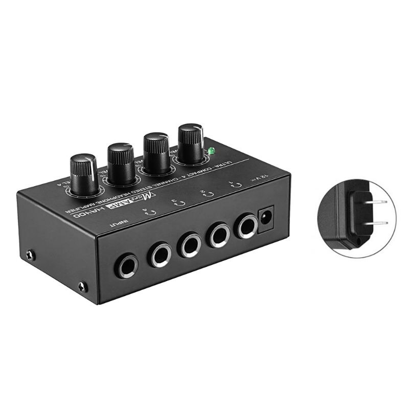 HA400 4 Channels Mini Au-dio Stereo Headphone Amplifier with Power Adapter US/UK/EU/AU Plug: US