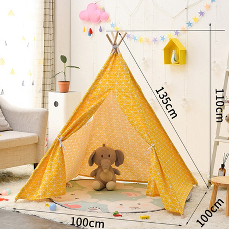 Indian Kids Wigwam For Children Games 1.35M Portable Cotton Home Tipi Folding Indoor Baby Tent Toy Teepee Original Triangle