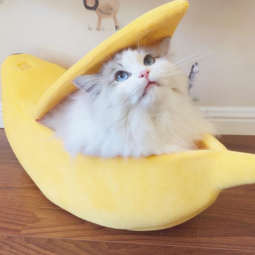 Cama de animais dobrável, cama dobrável para cachorros e gatos de estimação em forma de banana, macia e quente, cama respirável casa *