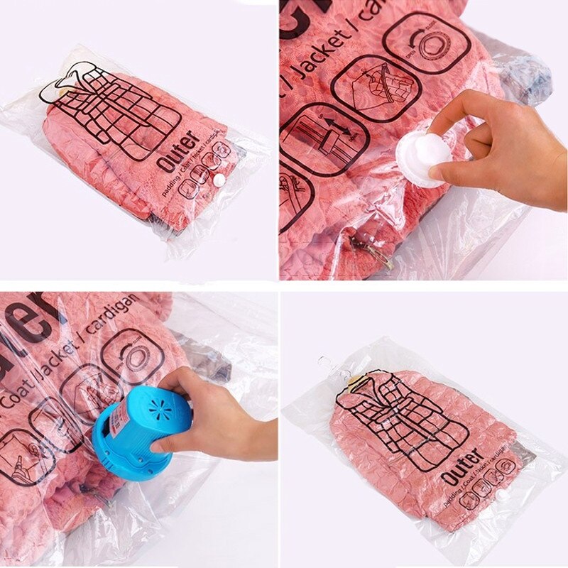 Sparen Raum Hängen Vakuum Beutel Für Kleidung Kleid Anti-staub Kleiderschrank Lagerung Tasche Dichtung Kompression Veranstalter Mit Aufhänger