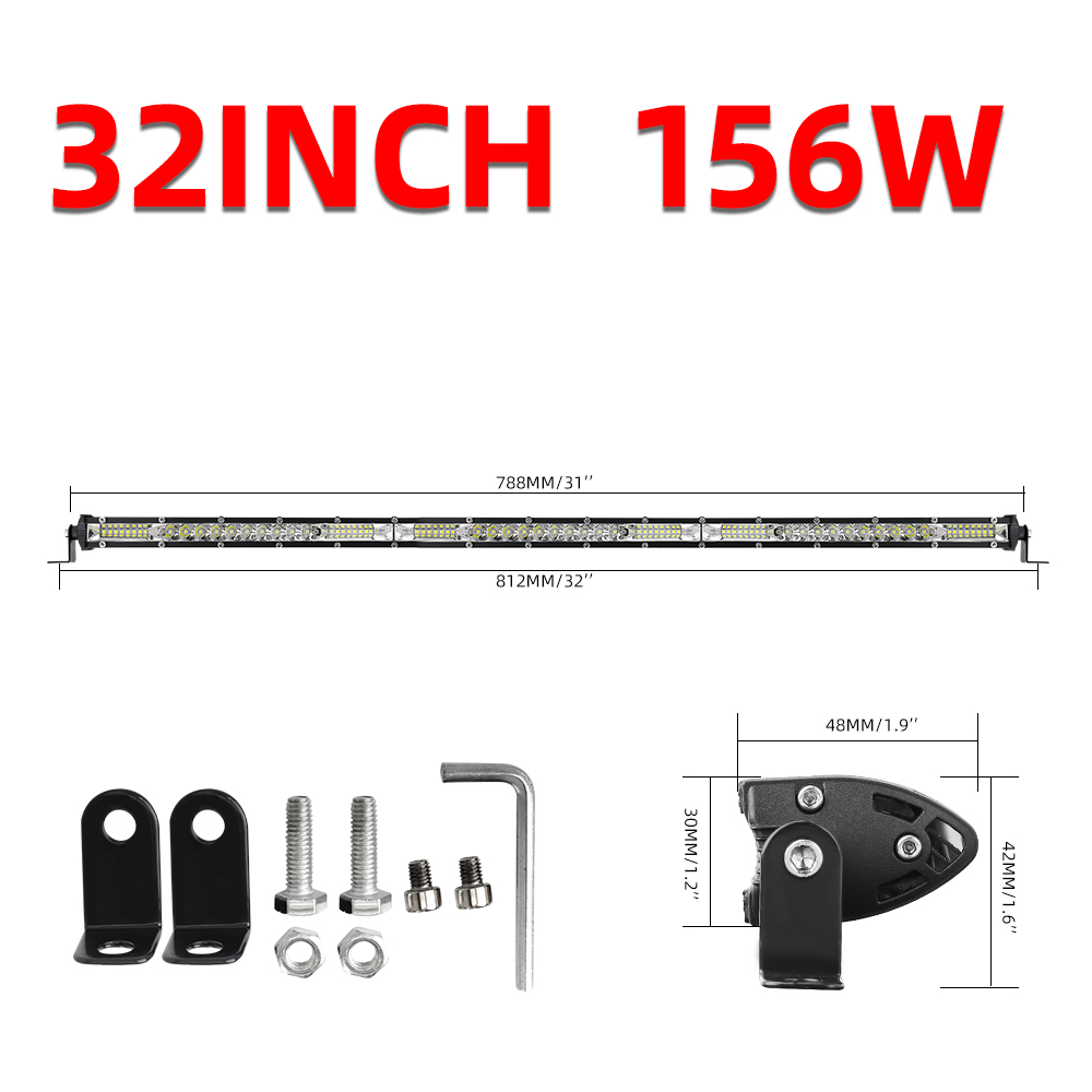 CO LIGHT 52W 104W 156W 208W 260W Off Road Led Light Bar Slim Combo LED Driving Lights for 4x4 Truck SUV ATV Tractor Boat 12V 24V: Lawenda