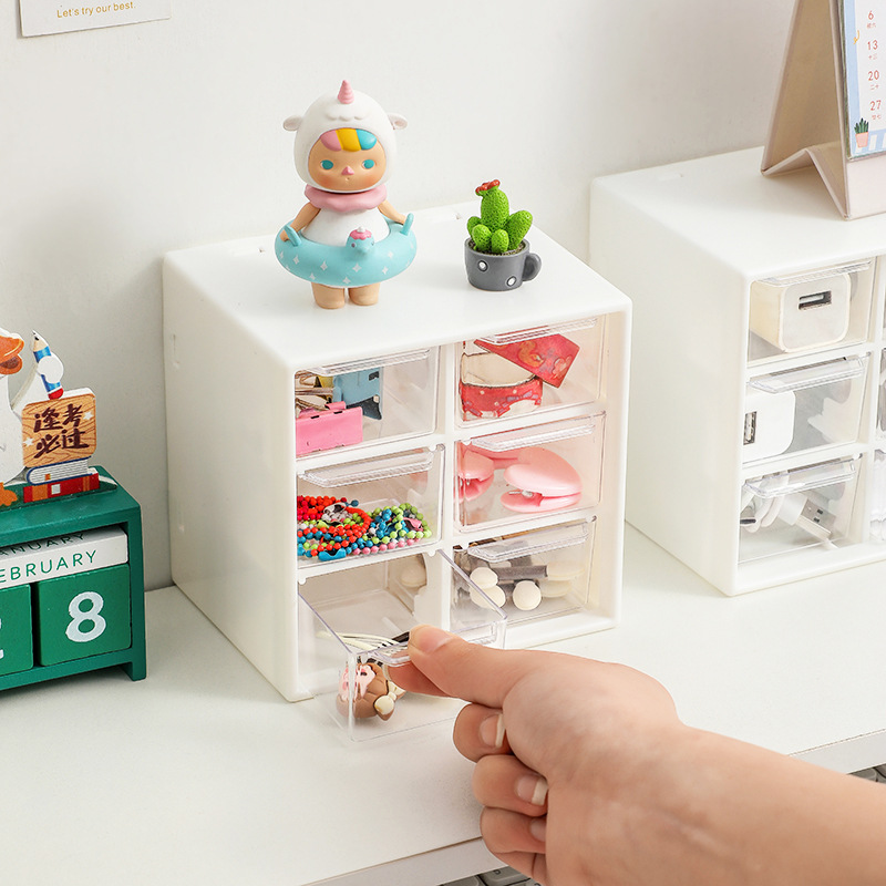 Bureau-organizer, compacte, draagbare opbergdoos met meerdere vakken, stofbestendige bureau-lade-organizer voor studiekamer of slaapkamer