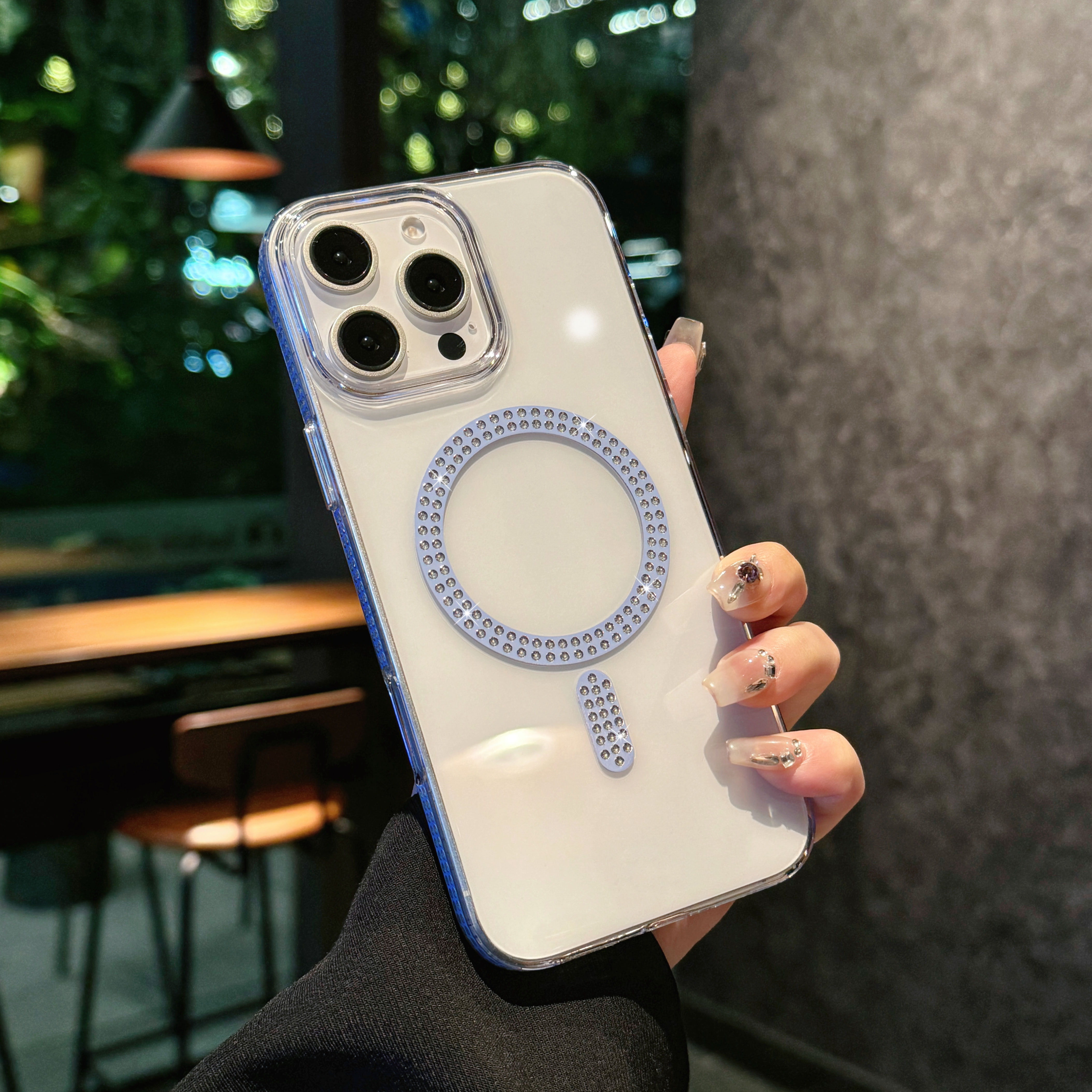 Magnetic Transparent Phone Case For Iphone 14 15 16 Pro Max Luxury Flash Drill Magnetic Ring Phone Cover For IPHON 15 16 Promax
