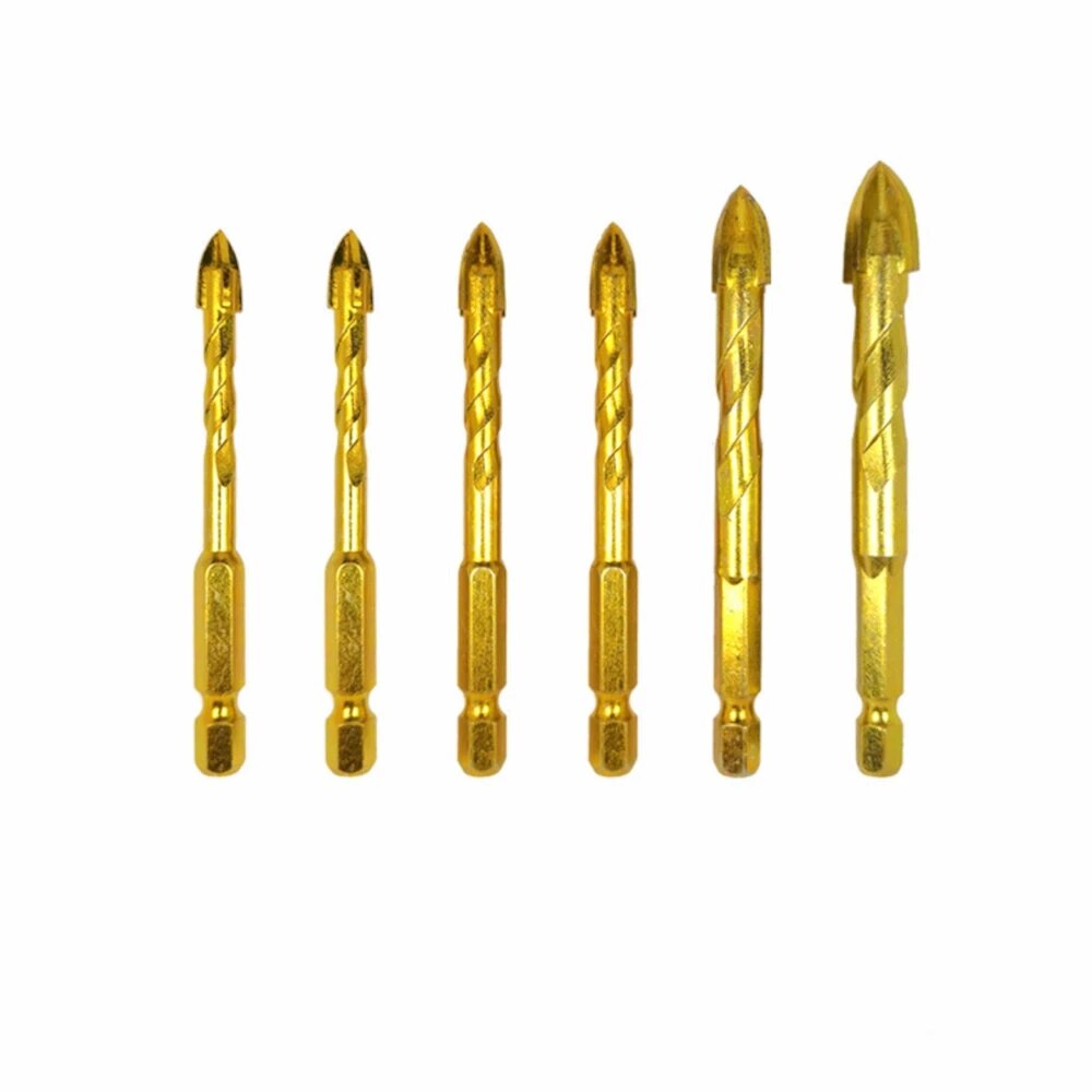 Hex Shank Tegel Glas Cross Spear Head Lange Boor 6/8/10/12Mm Tungsten Carbide tip Voor Keramische Beton Metalen Boren
