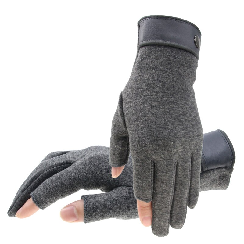 Winter Männer Handschuh 2 Finger Ausgesetzt Halten Warme Touchscreen Winddichte Dünne Guantes Fahren Anti Unterhose draussen Angeln Männlichen Handschuhe: grau