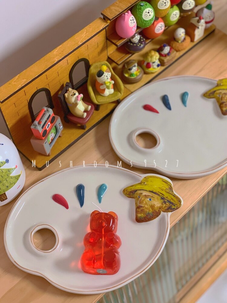 Funghi 9527 letterario Van Gogh piatto bella tavolozza di colori creativo piatto da Dessert in ceramica piatto di stoccaggio gioielli