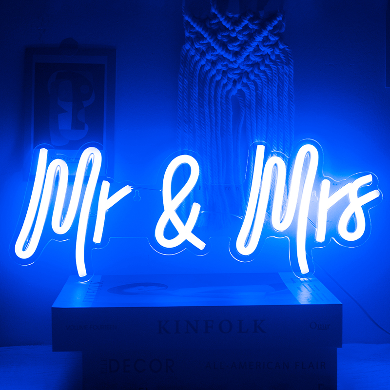 Ineonlife Neon Sign Mr En Ms Voor Party Muur Decor Neon Borden Voor Slaapkamer Meisje Anniversary Party Valentineday Bruiloft decor: Blue