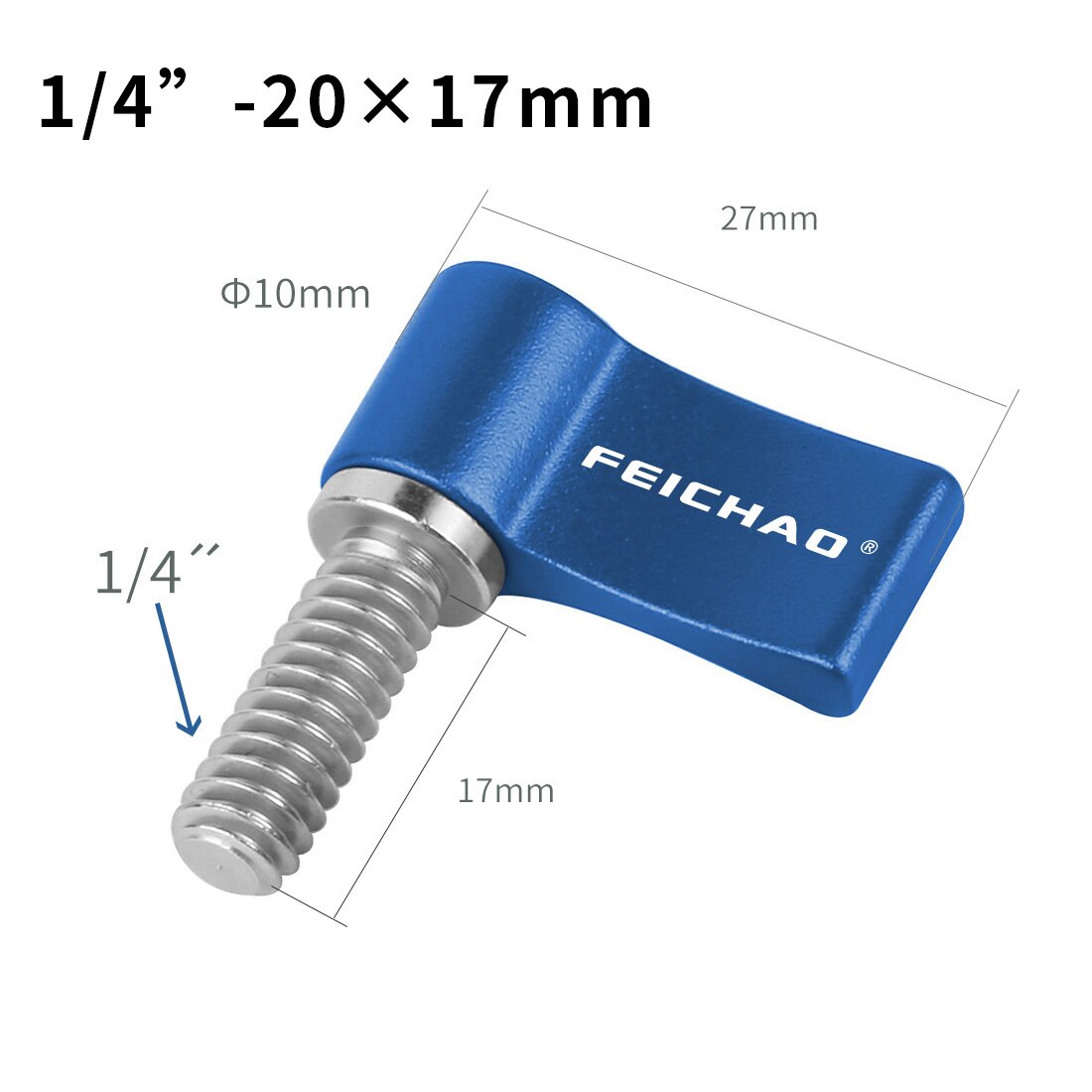 1x M4 M5 1/4 "tornillo de acero inoxidable 304 12mm 17mm 20mm ajustable abrazadera bloqueo adaptador en forma de L Llave. Accesorios de la cámara: 1 4 inch x17 Blue