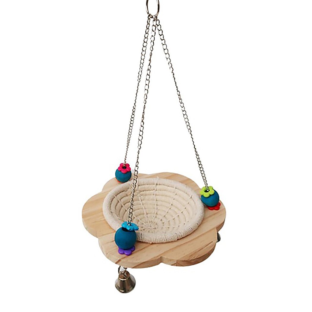Handmade Wood Bird Nest Multipurpose Hanging Cave Bird House Swing Toy for Parrots