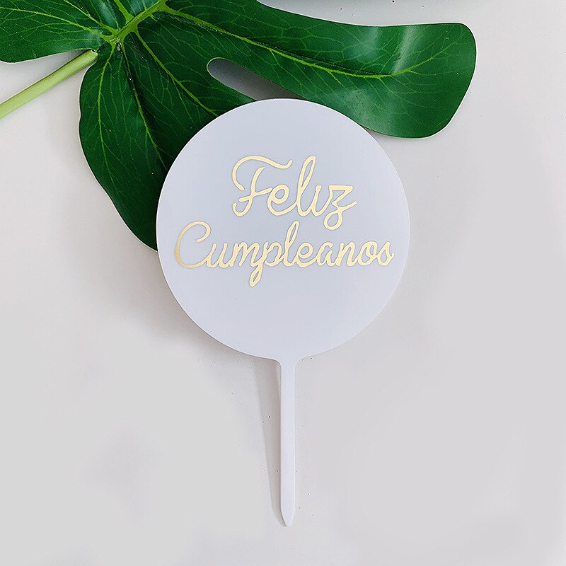 Acrylic Spanish Happy Birthday Cake Topper Feliz Cumpleanos Baking Cake Decoration Kids Birthday Party Favors Cake Toppers