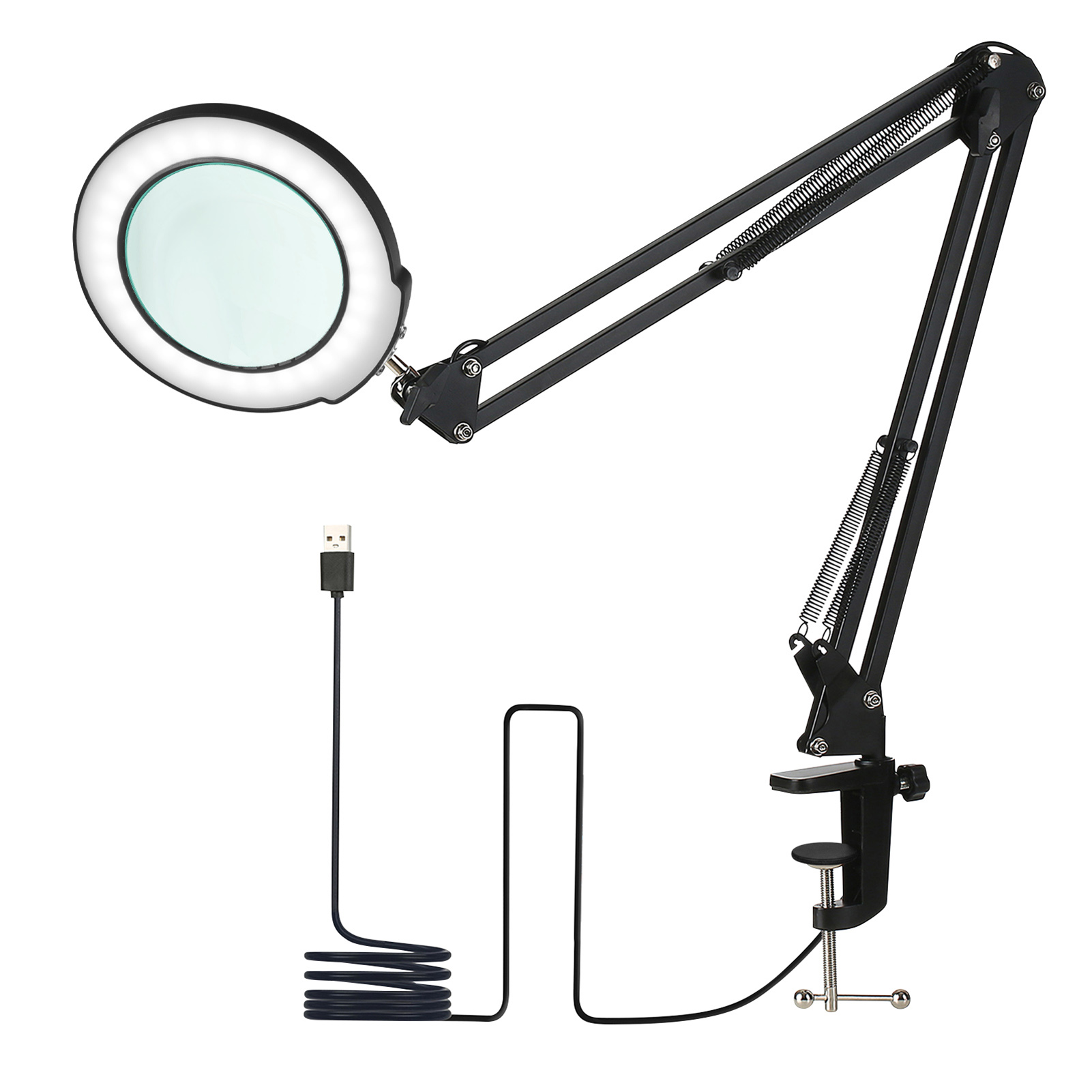 Mini-arbeitsleuchte mit 5x vergrößerungsgläsern, schwenkarm, dimmbaren leds, 5 farbtemperaturen , 5 helligkeitsstufen, klemmleuchte: Ursprünglich Titel