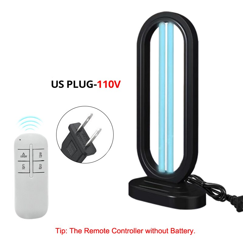 50W UV Lamp Sterilizer Ozone Quartz Lamp Irradiator UVC Bactericidal Disinfection Light 3-block Timer 15/30/60min Germicidal: 110V US PLUG black