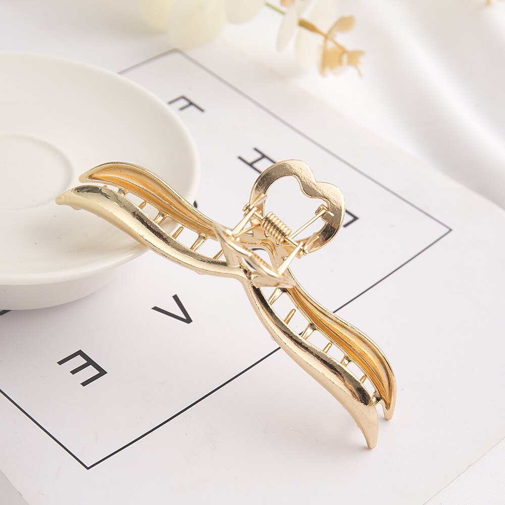 Vrouwen Elegante Gouden Holle Geometrische Metalen Haarklauw Vintage Haarspeldjes Hoofdband Haarspeld Haar Krab Haaraccessoires